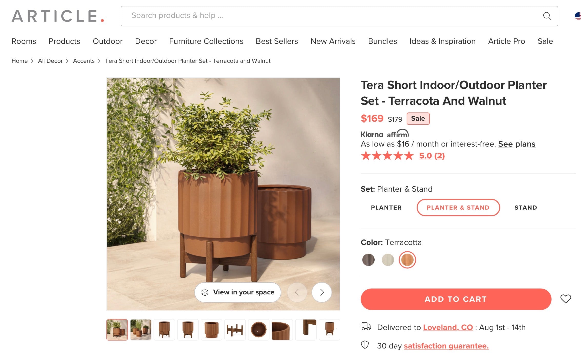 Article “Tera” Terracotta Planter with Stand
