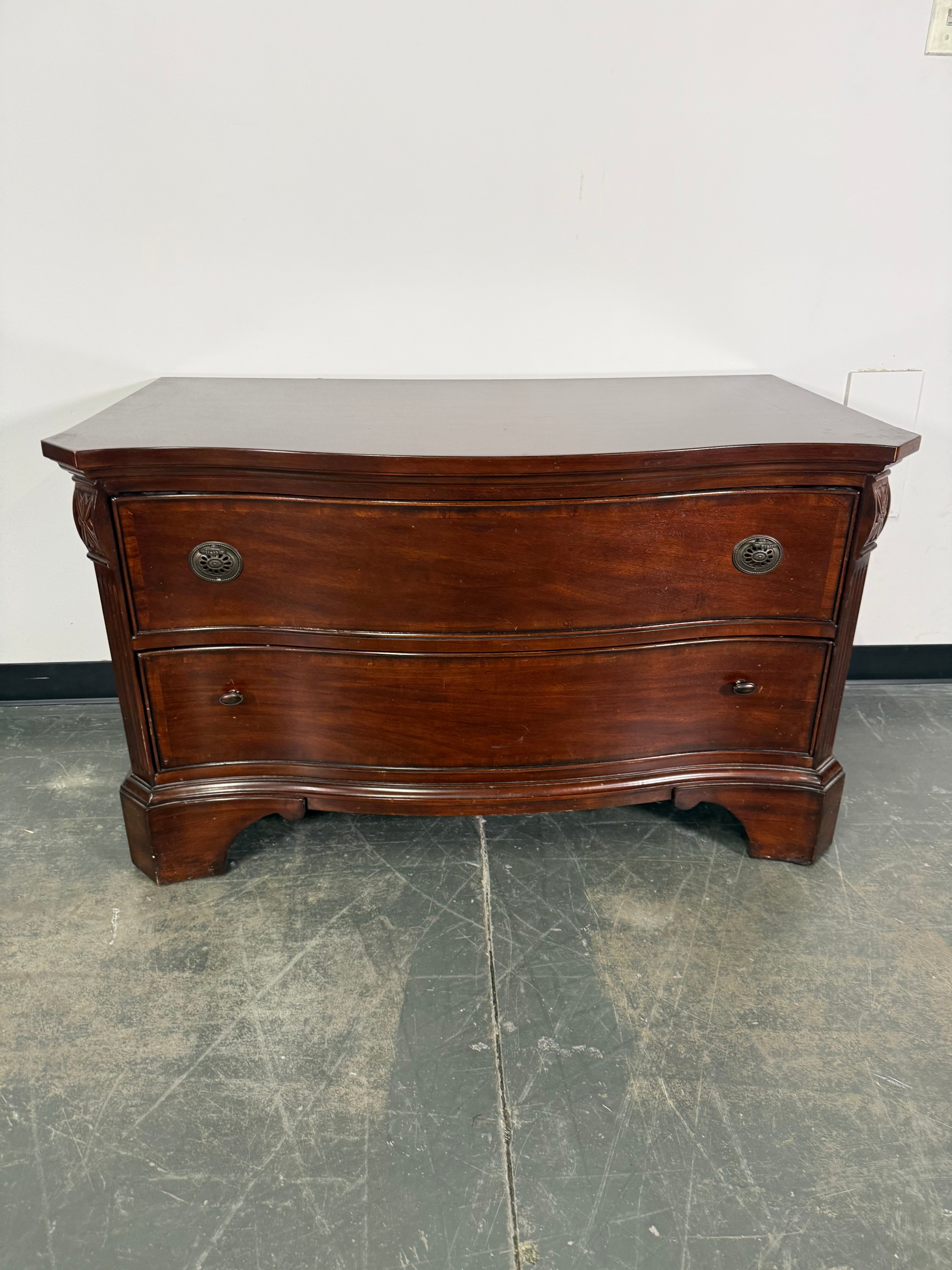 Elegant Dark Wood Two-Drawer Dresser