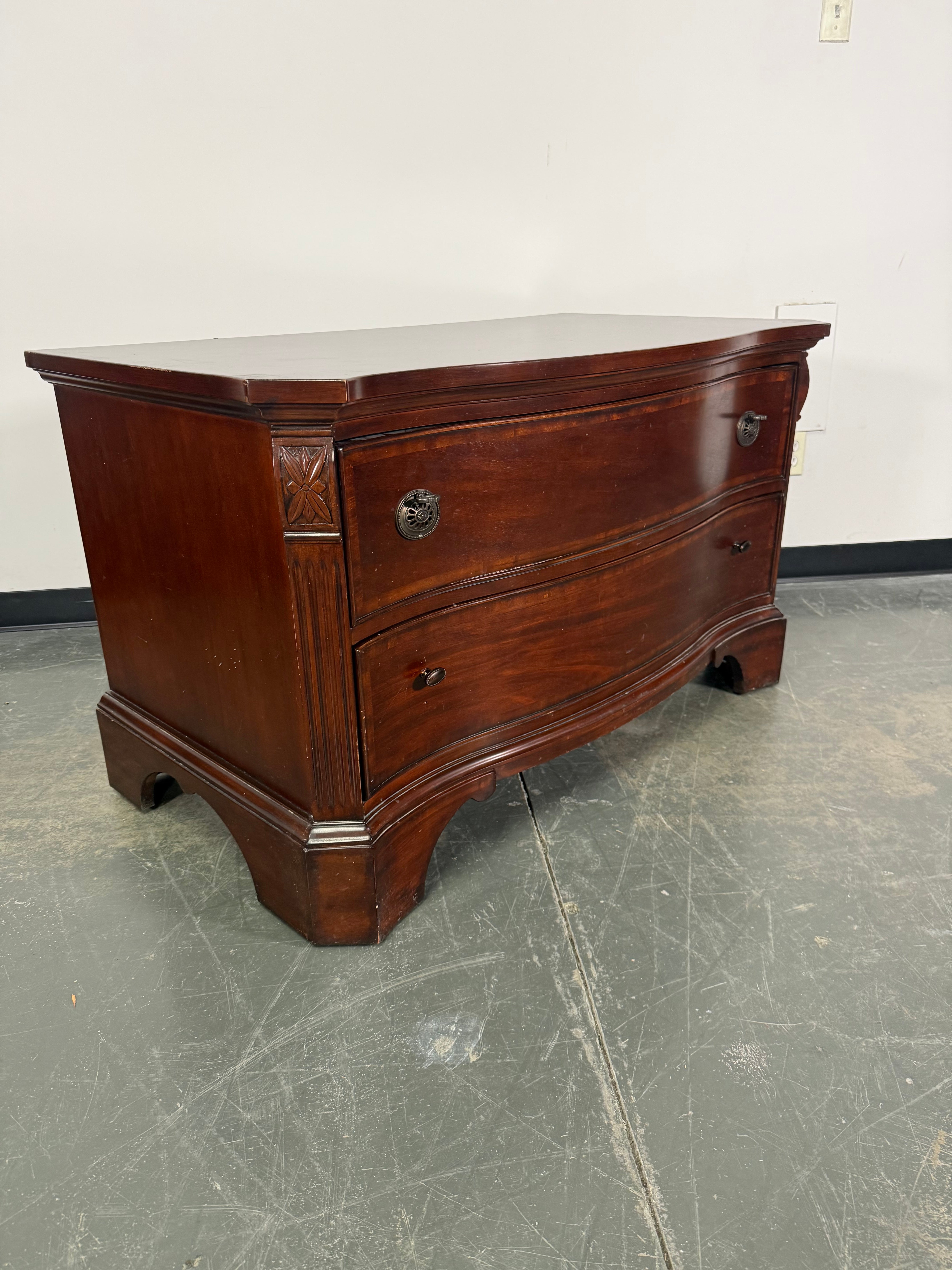 Elegant Dark Wood Two-Drawer Dresser