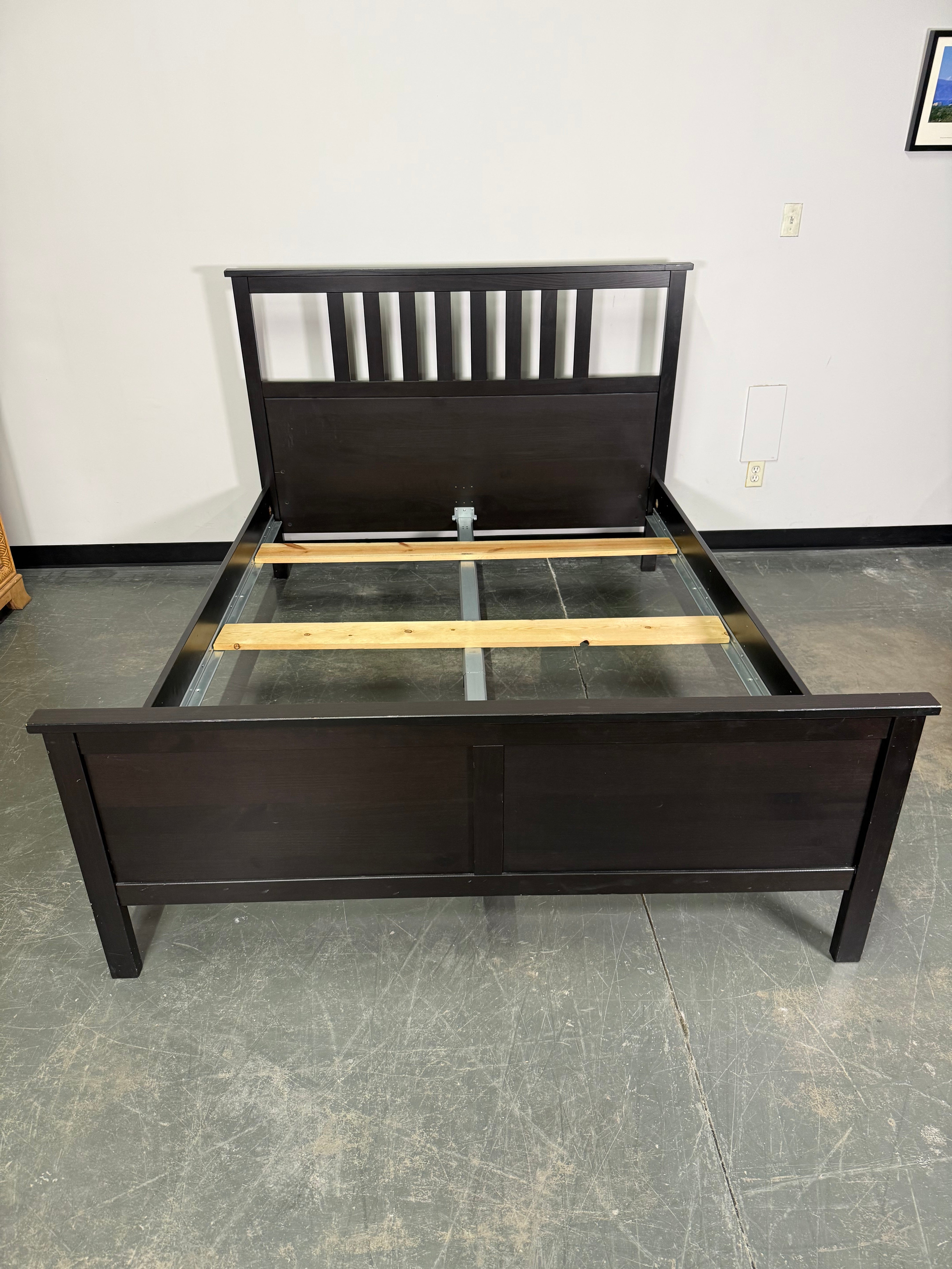 Classic Black Wood Queen Bed Frame