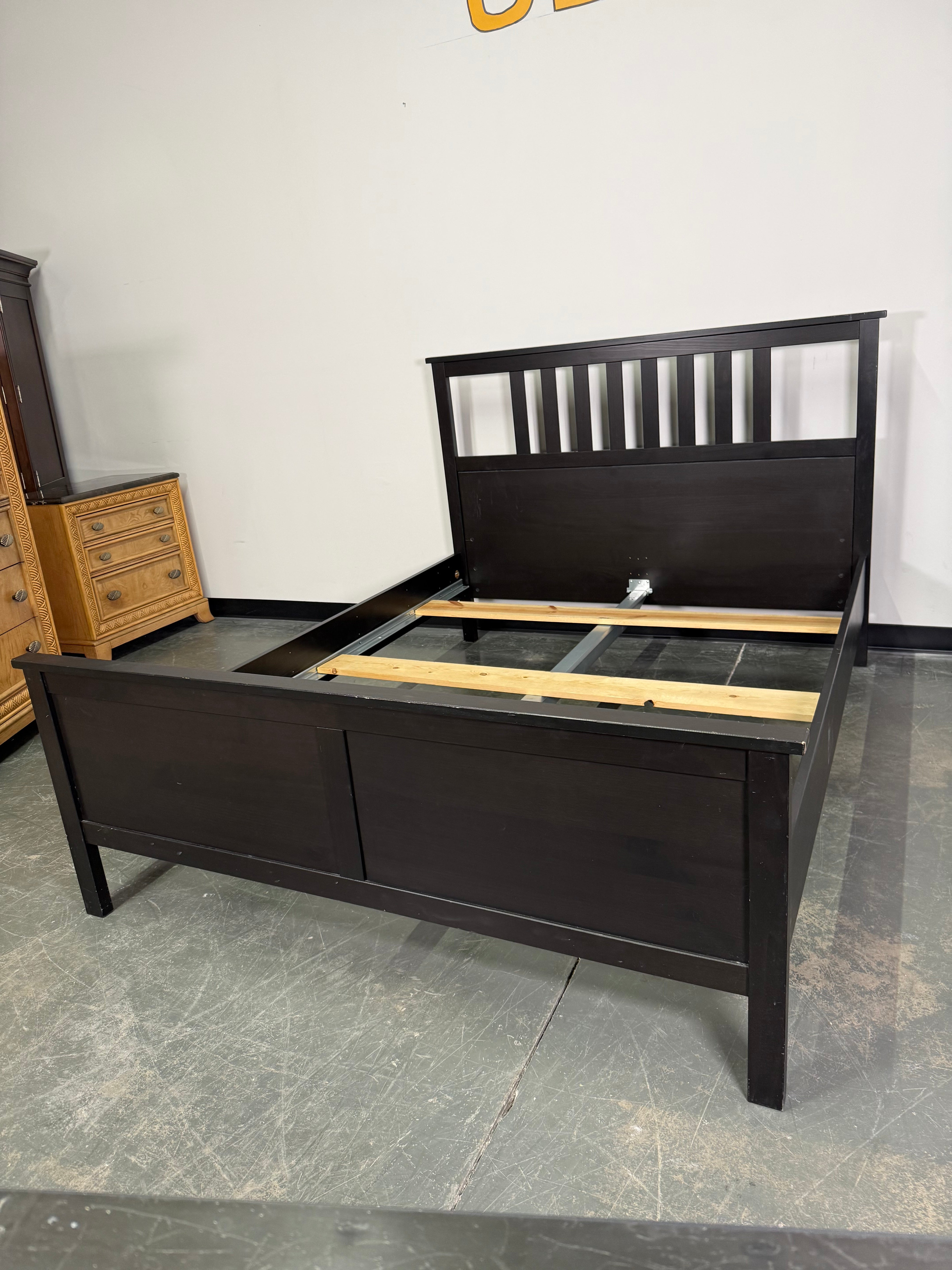 Classic Black Wood Queen Bed Frame