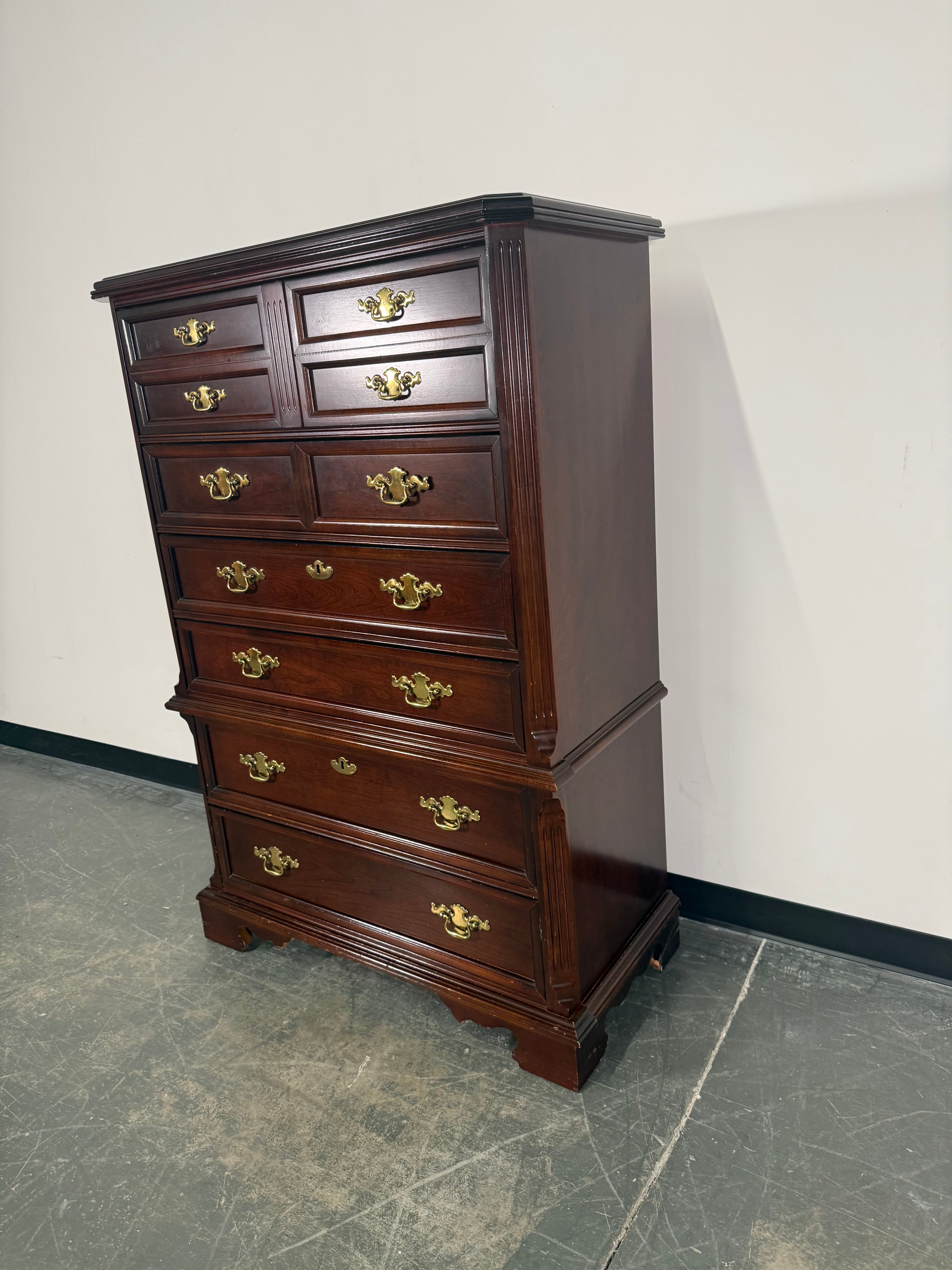 Classic Dark Wood Highboy Dresser – 6 Drawers