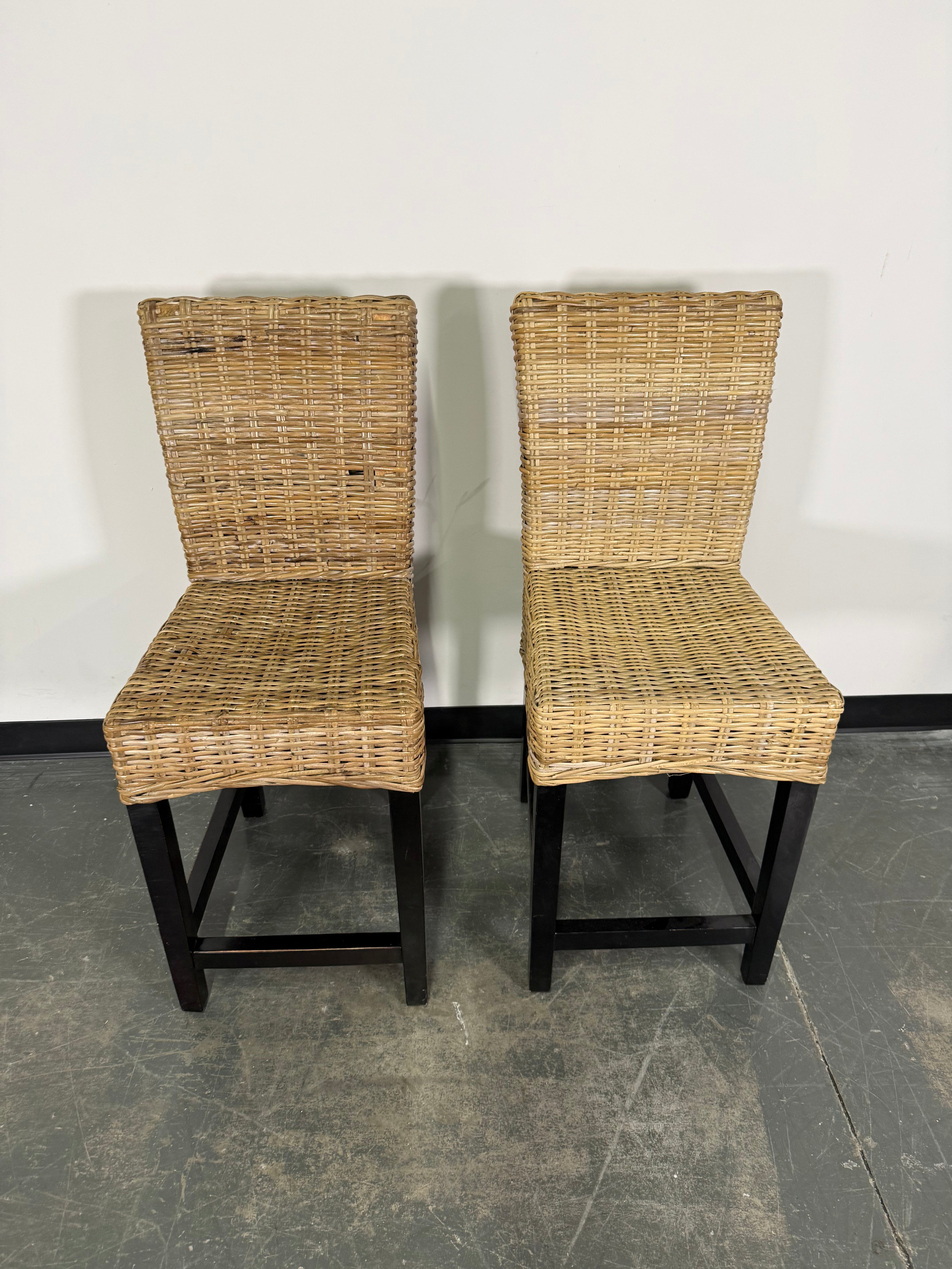 Woven Rattan Counter-Height Stools