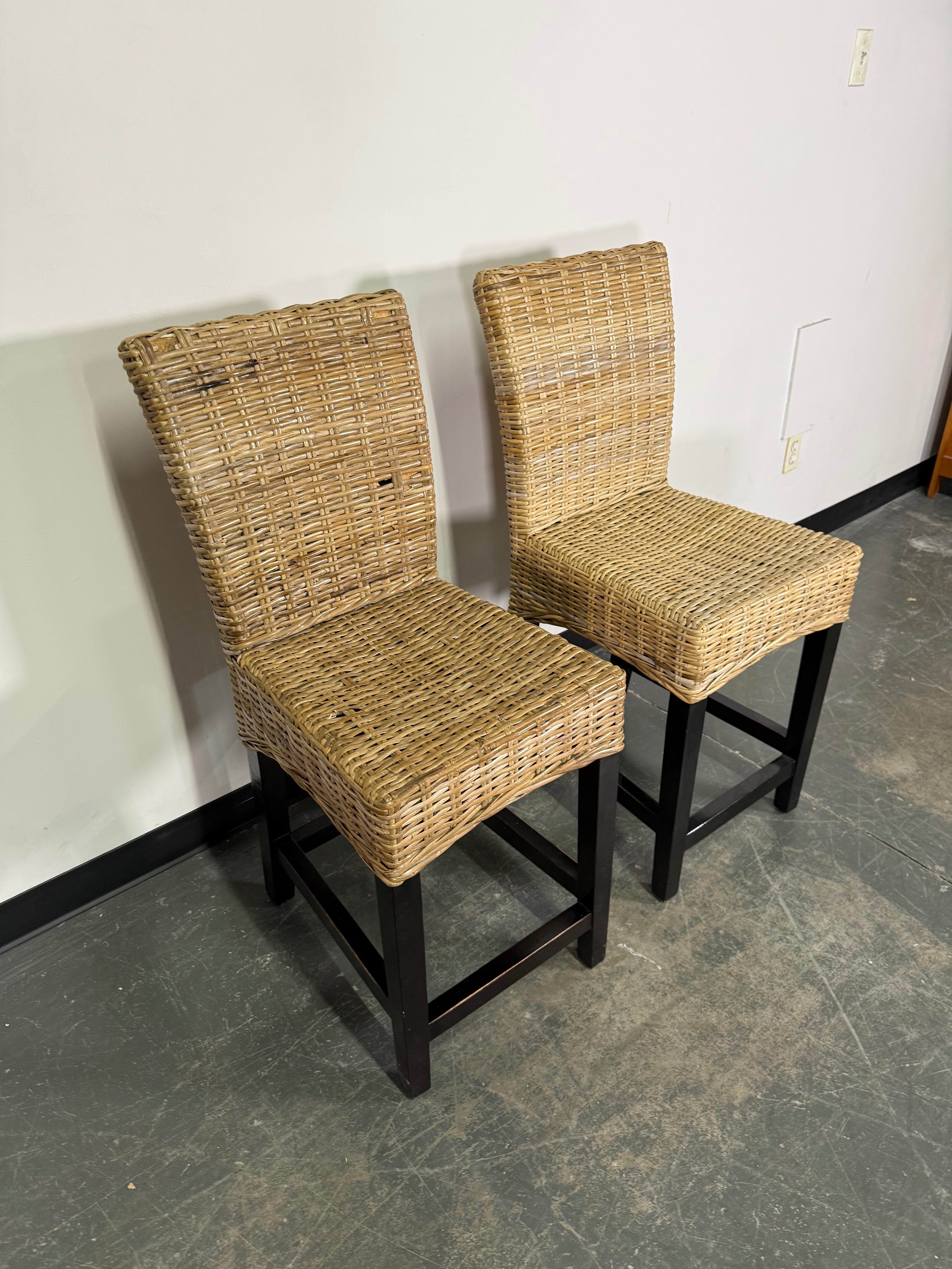 Woven Rattan Counter-Height Stools