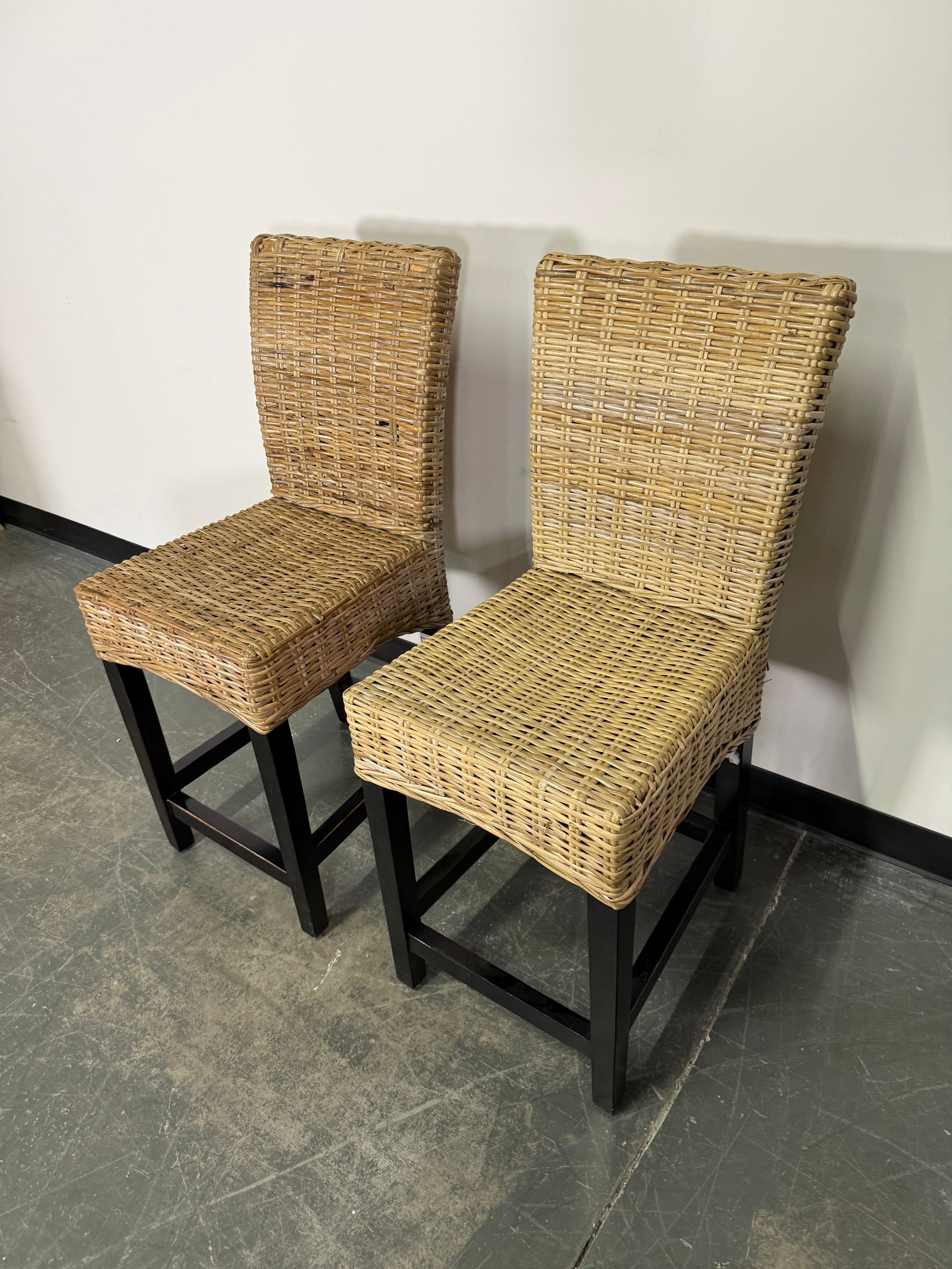 Woven Rattan Counter-Height Stools
