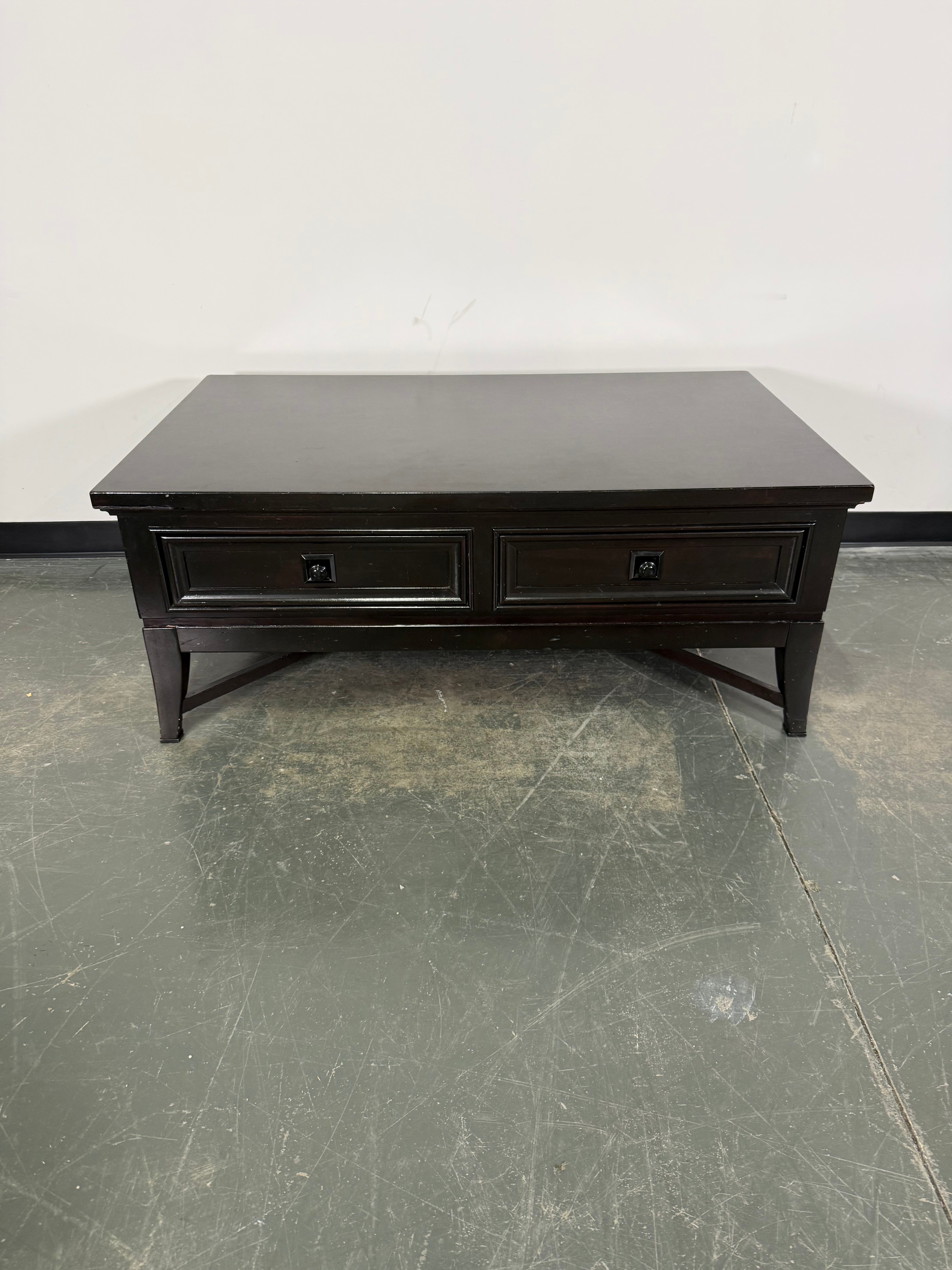 Sleek Espresso Coffee Table with Dual Storage Drawers