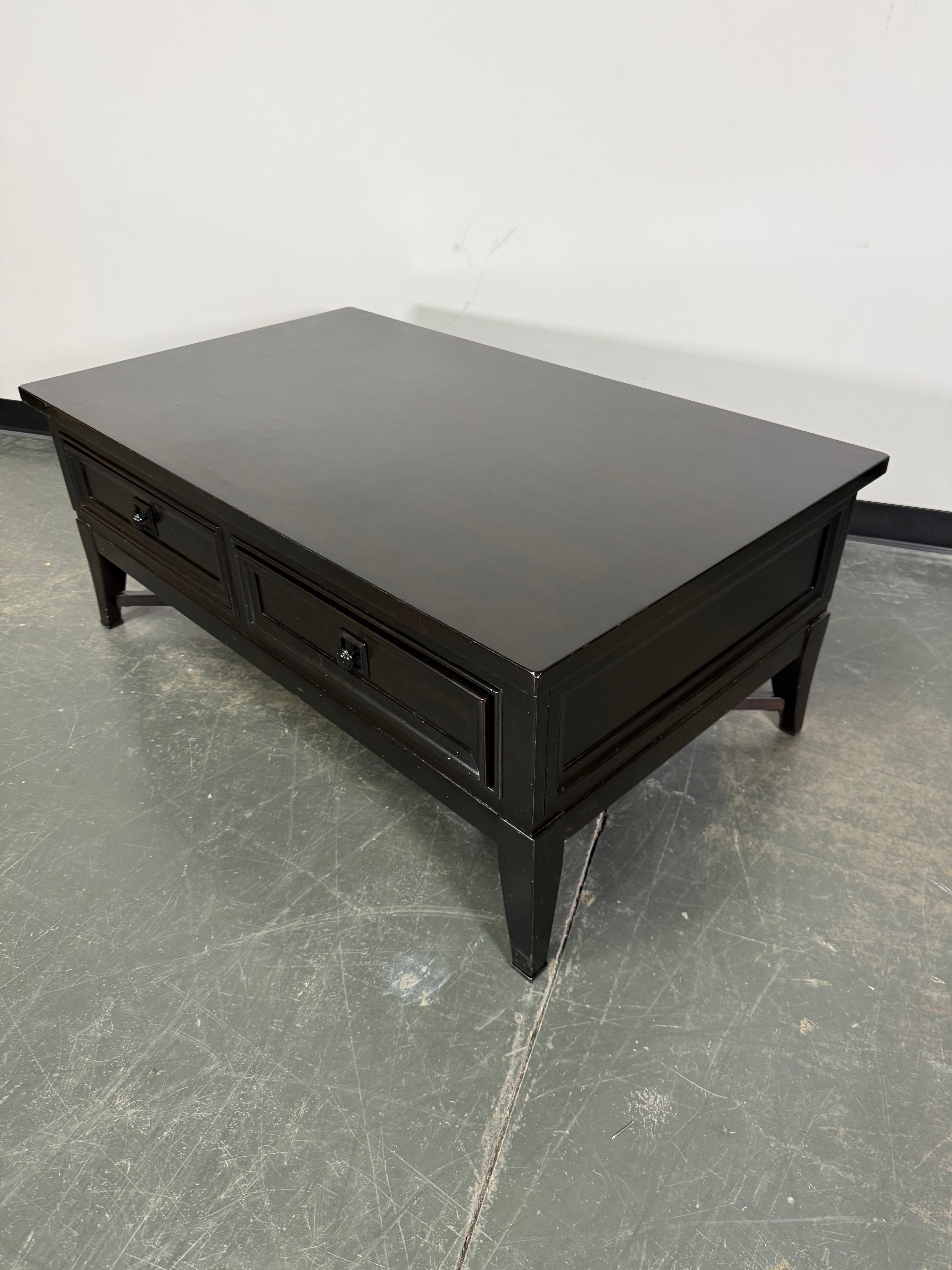 Sleek Espresso Coffee Table with Dual Storage Drawers