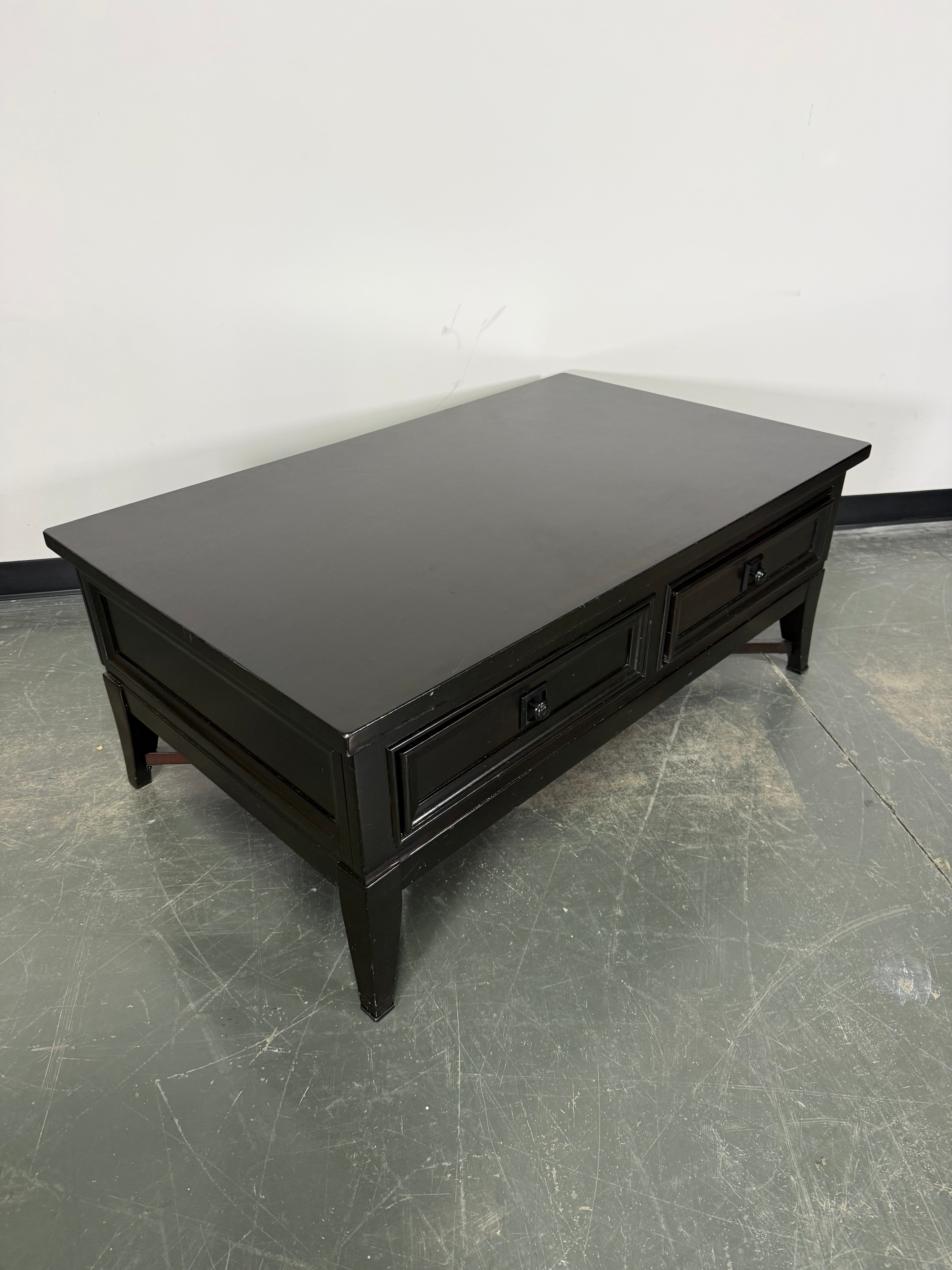 Sleek Espresso Coffee Table with Dual Storage Drawers